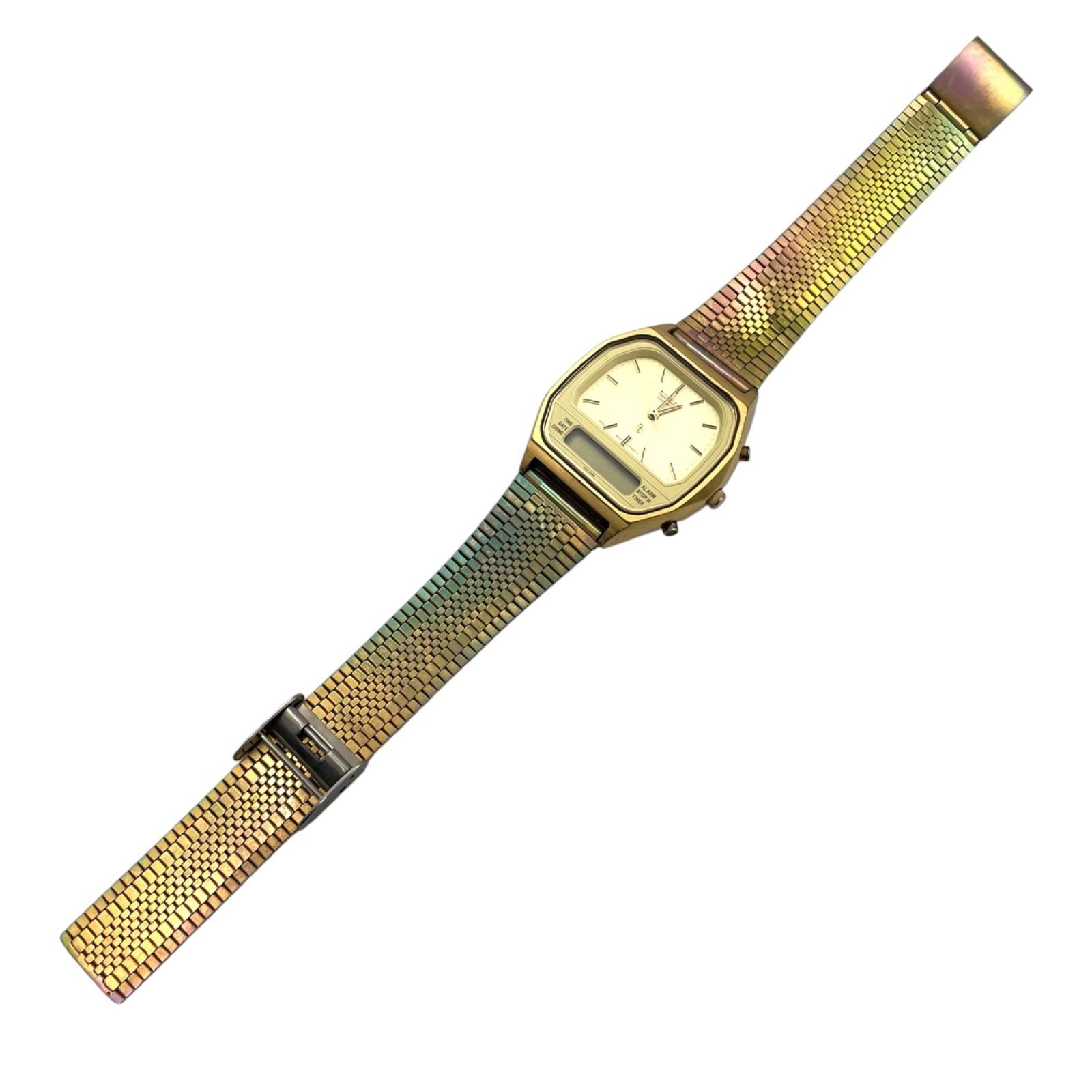Working CITIZEN CUE Watch Ana Digi 4 082346 Y Gold QZ Quartz 3 Hands Gold a71