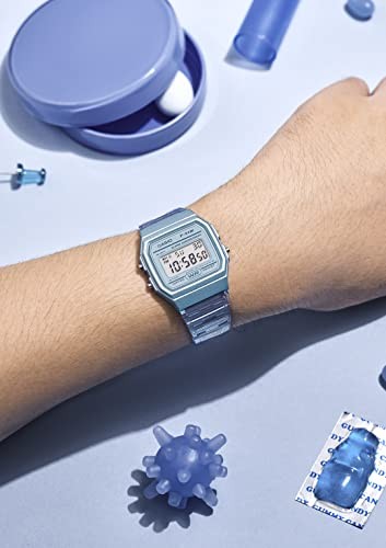 CASIO F-91WS-2JH Digital Watch Clear Blue Retro Alarm Quartz Japan New