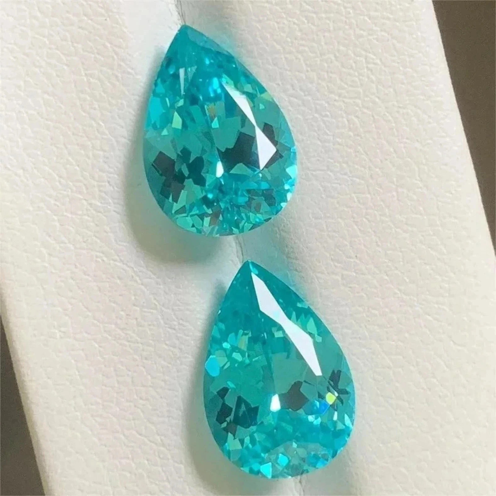 21 Ct+ Natural Certified Neon Blue-Green Paraiba Tourmaline Pear Gemstone PAIR