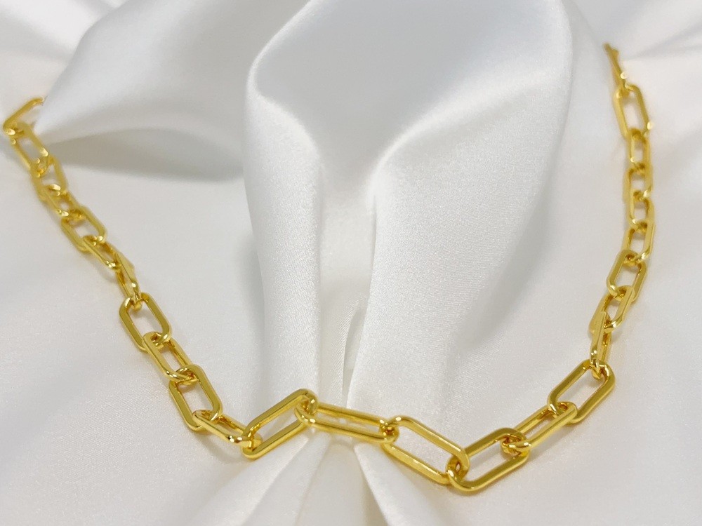18k Yellow Gold 7mm Paperclip Chain Dainty Link Necklace Womens Mens 22″- 28″