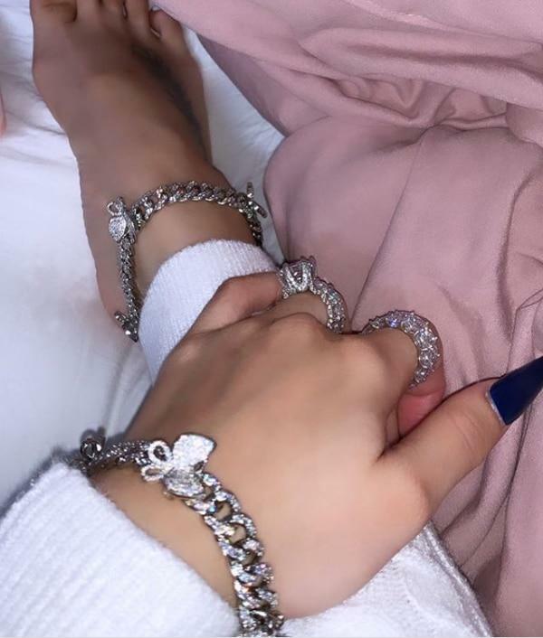 2 PIECE SET CUBAN ANKLET AND BRACELET