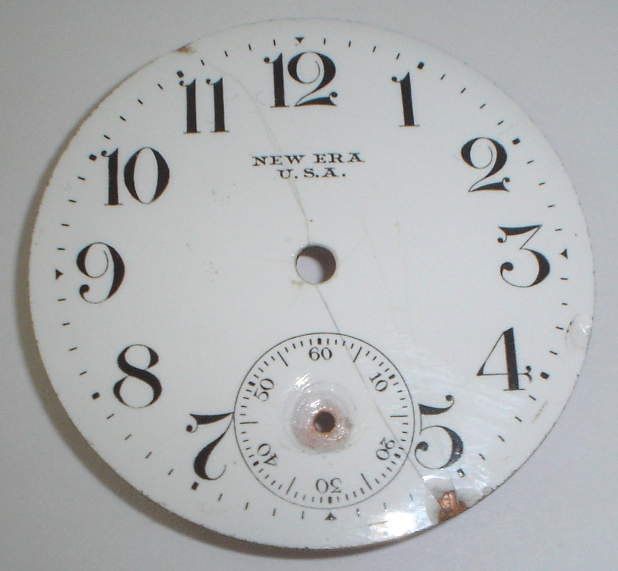 New Era USA Porcelain Pocket Watch Dial 45.4mm Edge Chipping & Hairlines