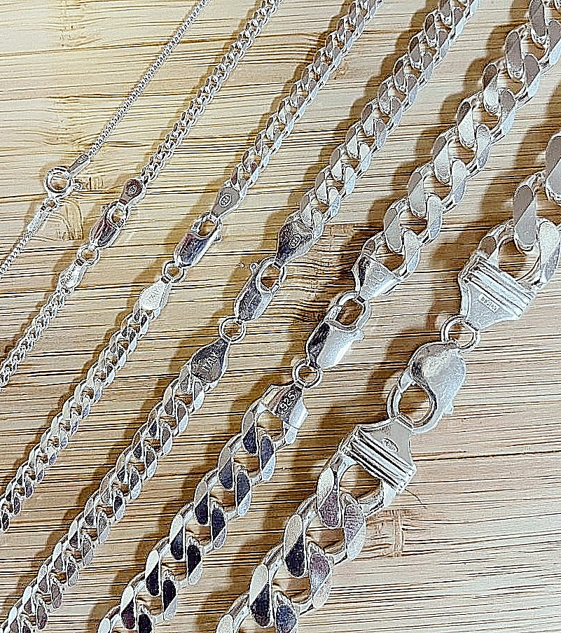 CURB CUBAN 925 SOLID STERLING SILVER MENS BOYS BRACELET CHAIN ITALY Up To 206gms
