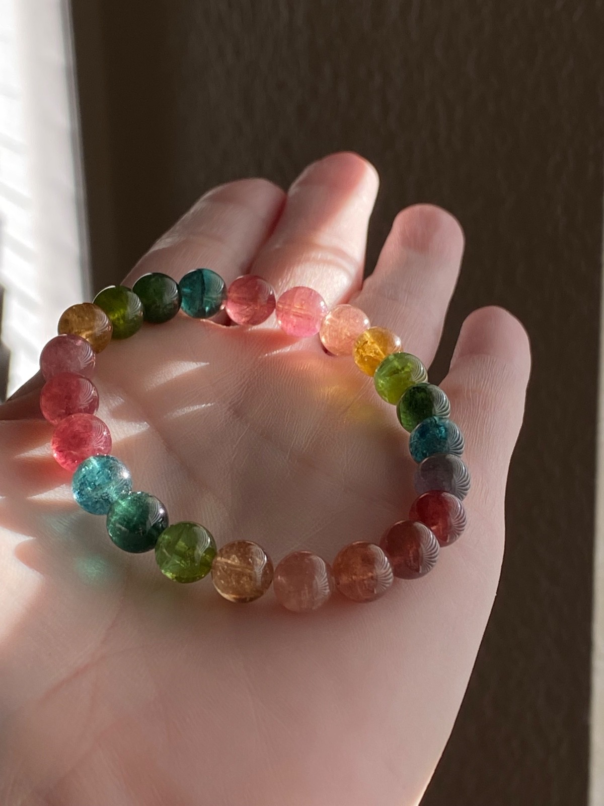 Certified Natural Multicolor Tourmaline Bracelet 8.4mm Rainbow Gemstone 6.5″