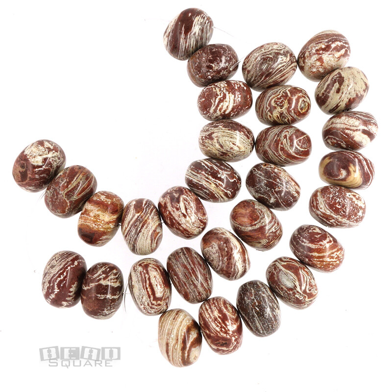 10 Large Brick Red Zebra Jasper Rondelle Bead 17mm – 18mm 5″ #18180