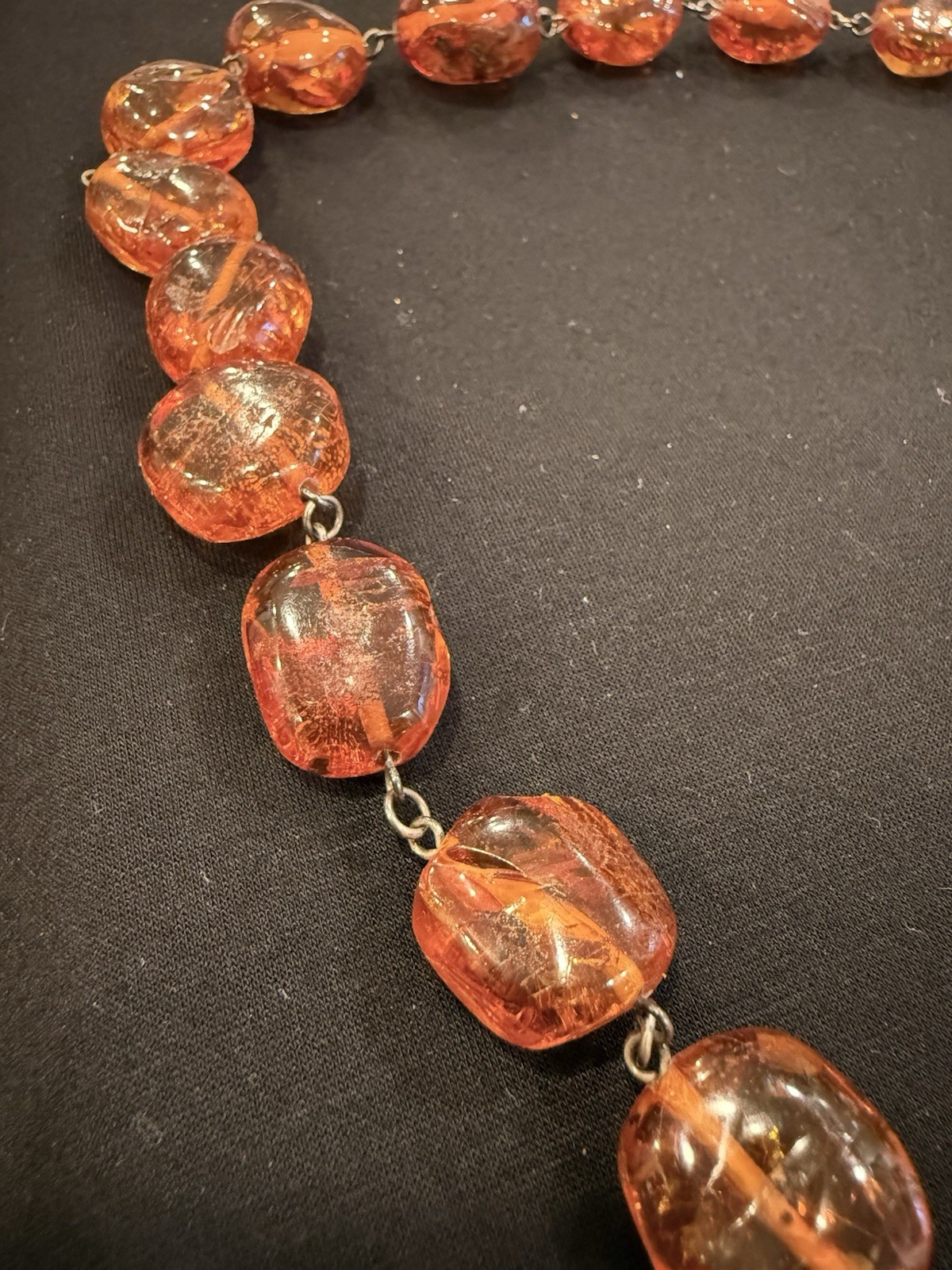 Vintage Genuine Amber Bead Necklace Large Cognac Honey Orange 82g Estate
