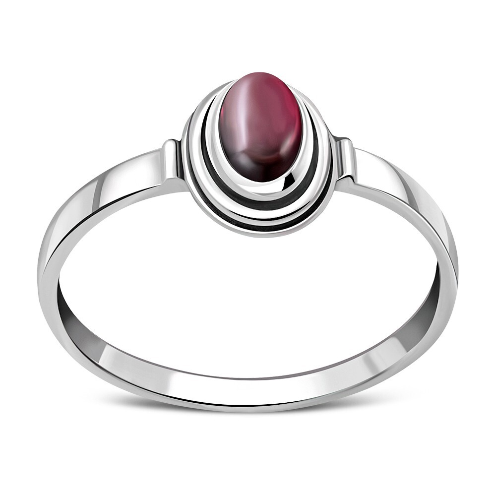 Garnet Sterling Celtic Silver Ring Size R- MORE SIZES AVAILABLE