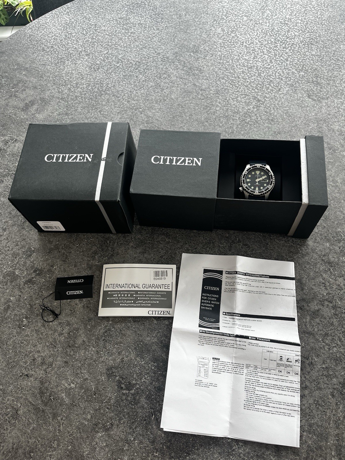 Citizen NY0040-17LE Box and Tags