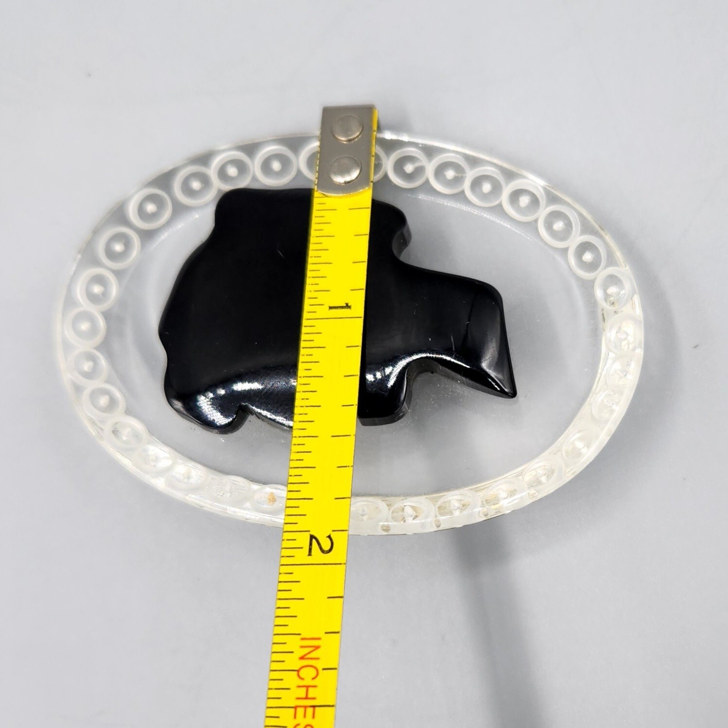 Vintage Unsigned Clear Black Lucite Cameo Oval Brooch Pin