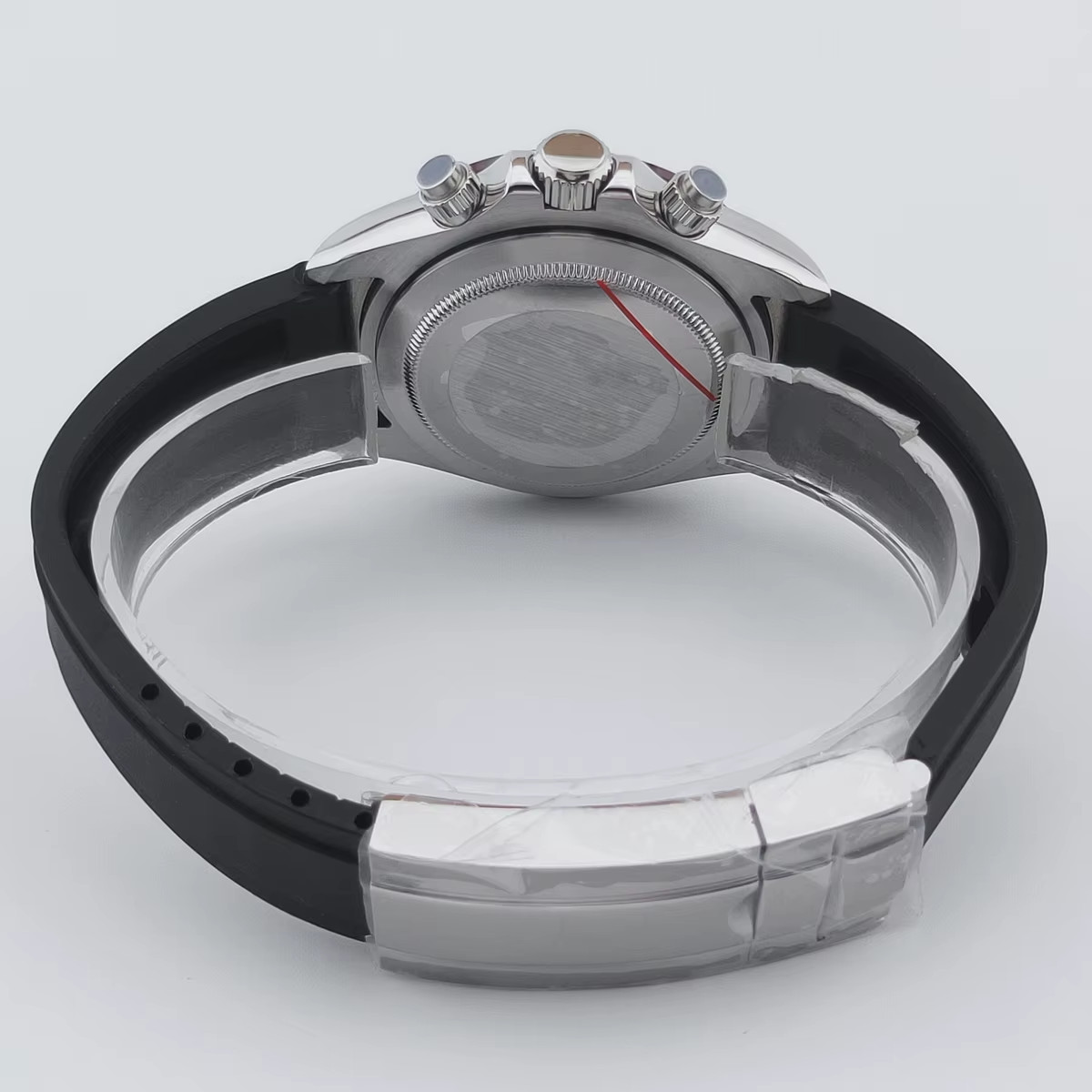 40Mm Sapphire Glass Quart Stainless Steel Case Rubber Strap Fit VK63 Quart Movem
