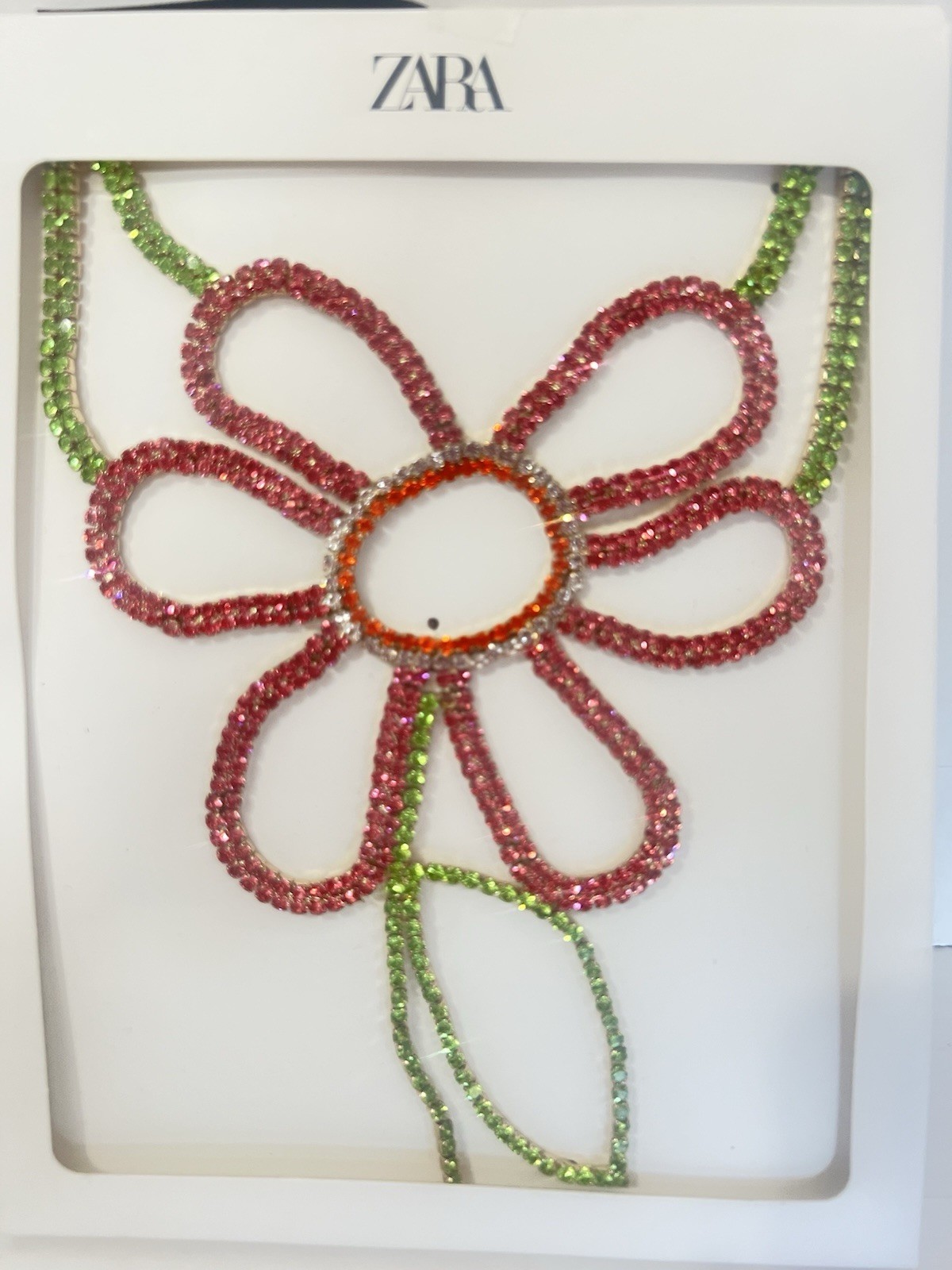 New ZARA Daisy Rhinestone Statement Necklace Special Occasion Unique Y321c