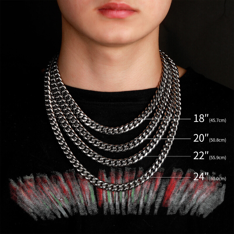 Heavy Stainless Steel Men’s Miami Cuban Link Chain Bracelet 8mm-14mm Necklace