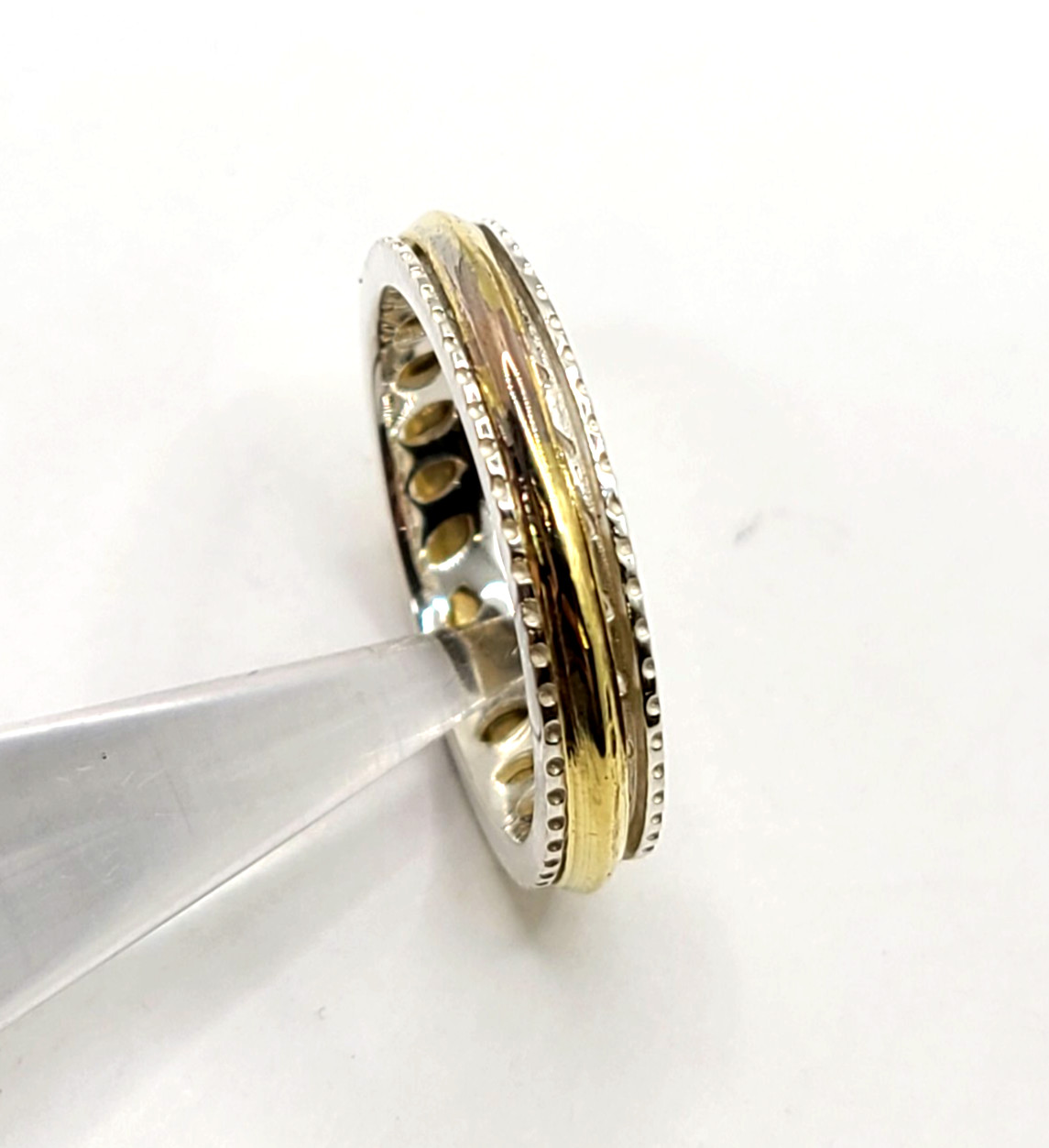 4.2mm Gold Plated Spinner 925 Sterling Silver Band Ring sz 10 – 3.35gr