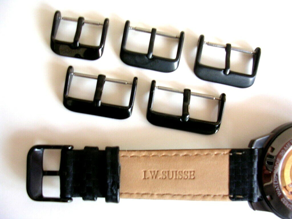 Black PVD Buckle 316L SS Round Tongue watchband strap IW SUISSE 18 20 22 24 26mm