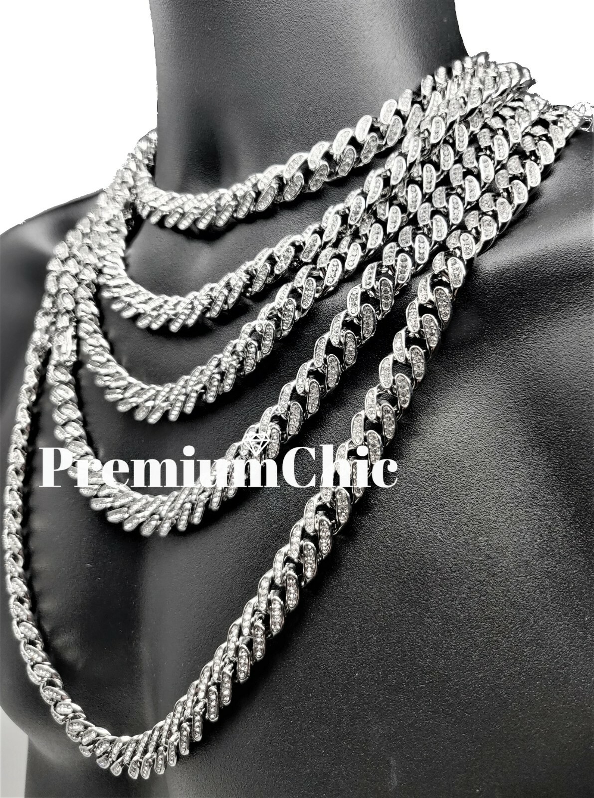 16″ or 18″ Miami Cuban Link Choker Necklace ICED Mens Plated Hip Hop CZ Jewelry
