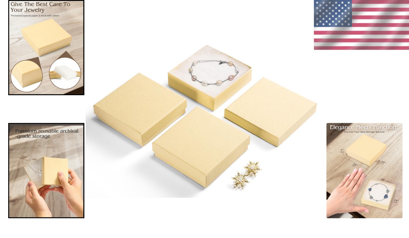 Jewelry Gift Boxes Small 3.5×3.5×1 Inch 20 Pack Cotton Filled Matte Brown
