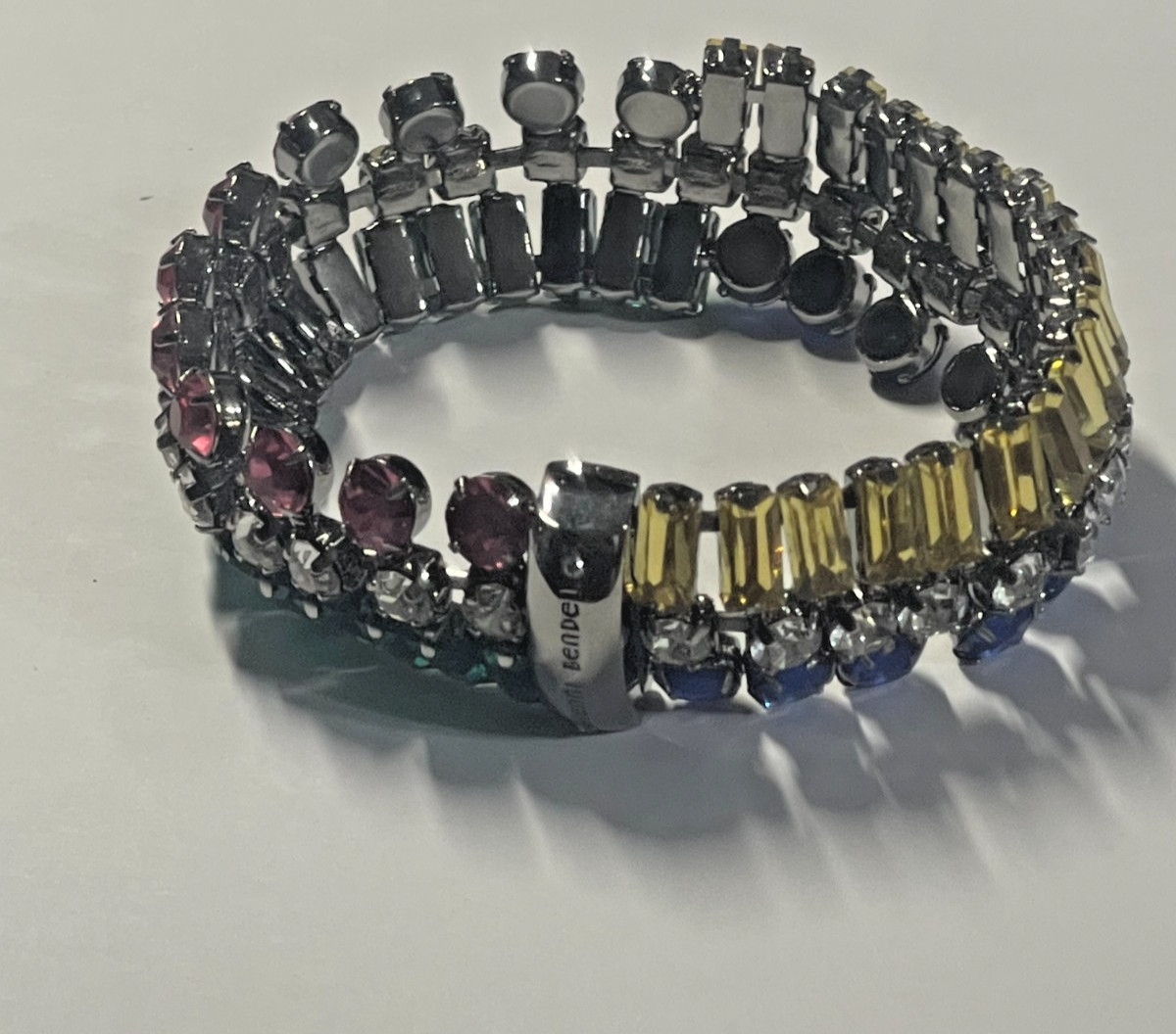 Henri Bendel Duchess Statement Bracelet Jewel Tone Crystals Hematite Rare