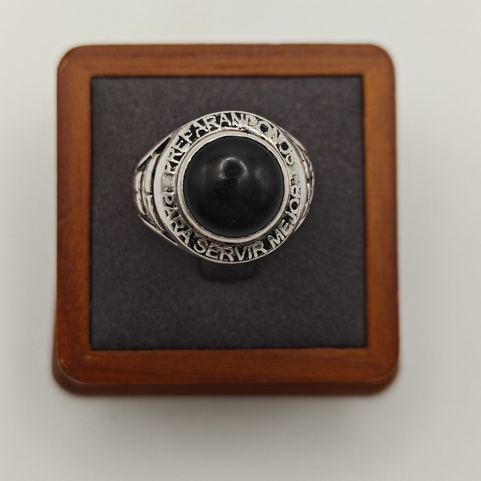 Vtg US9.75 17.22g Military Service Ring Onyx Latin America Graduate Engineering