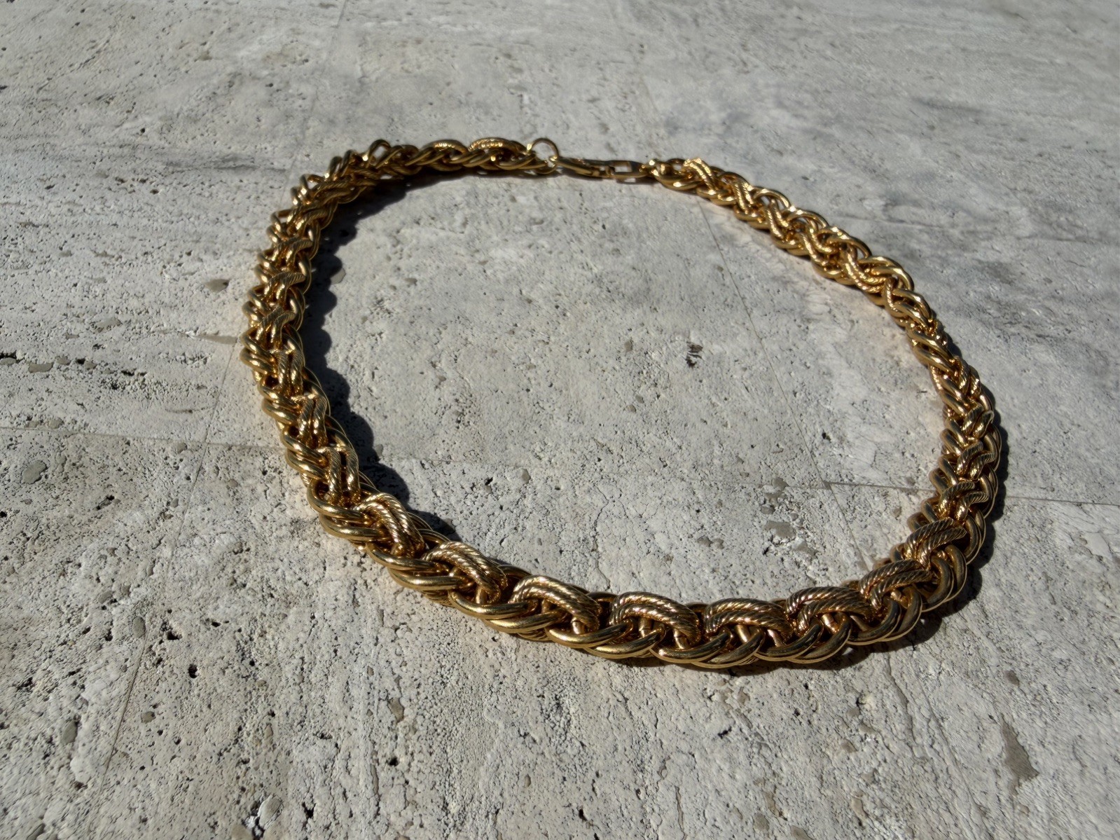 Napier Signed Chunky Gold Tone Vintage Statement Double Chain Link Necklace 18″