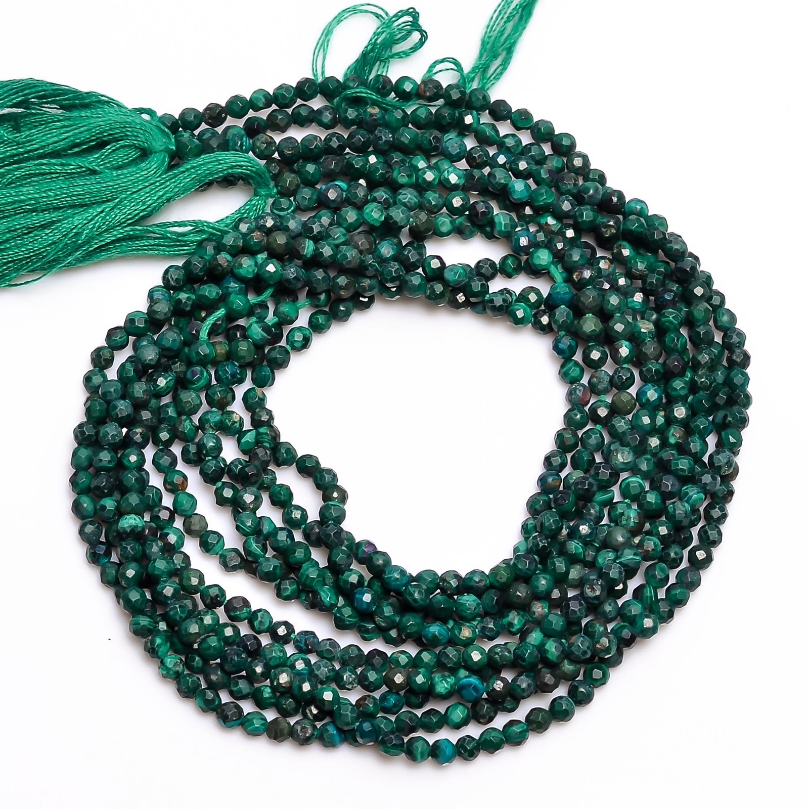 Natural Malachite Gemstone Round Micro Faceted Beads 2.5-3 mm Strand 12.5″ 4