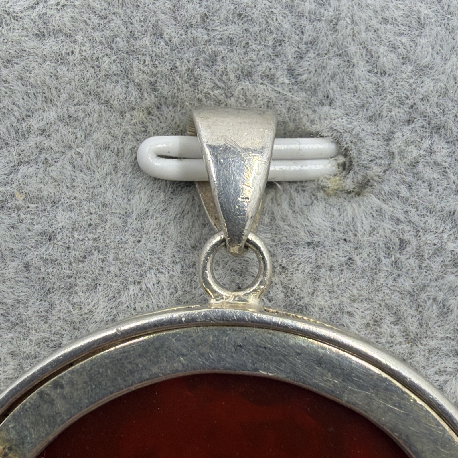 Vintage Sterling Silver Koi Fish Carnelian Pendant Round Filigree Medallion