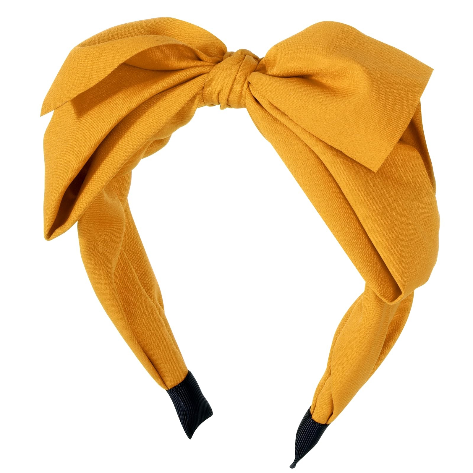 Fengek Big Mustard Yellow Bow Headband 1 Count (Pack of 1),