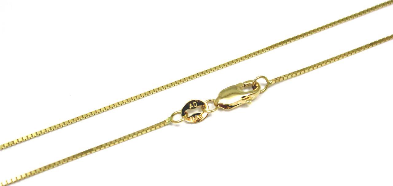 0.65MM 14K YELLOW GOLD SHINY ITALIAN BOX CHAIN NECKLACE LOBSTER CLASP 16″-24″