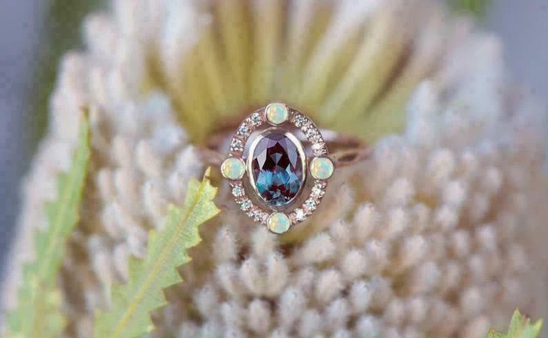 2.50Ct Oval Cut Lab-Created Opal Bezel Set Engagement Ring 14K Rose Gold Over