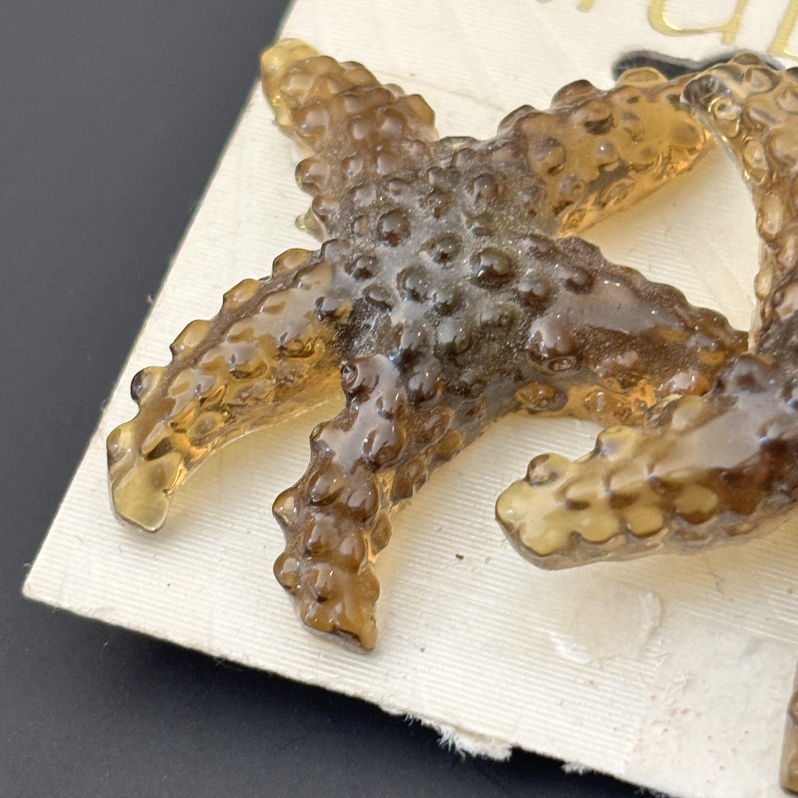 Vintage Impulse Resin Or Plastic Starfish Stud Earrings- Semi-Transparent ;New