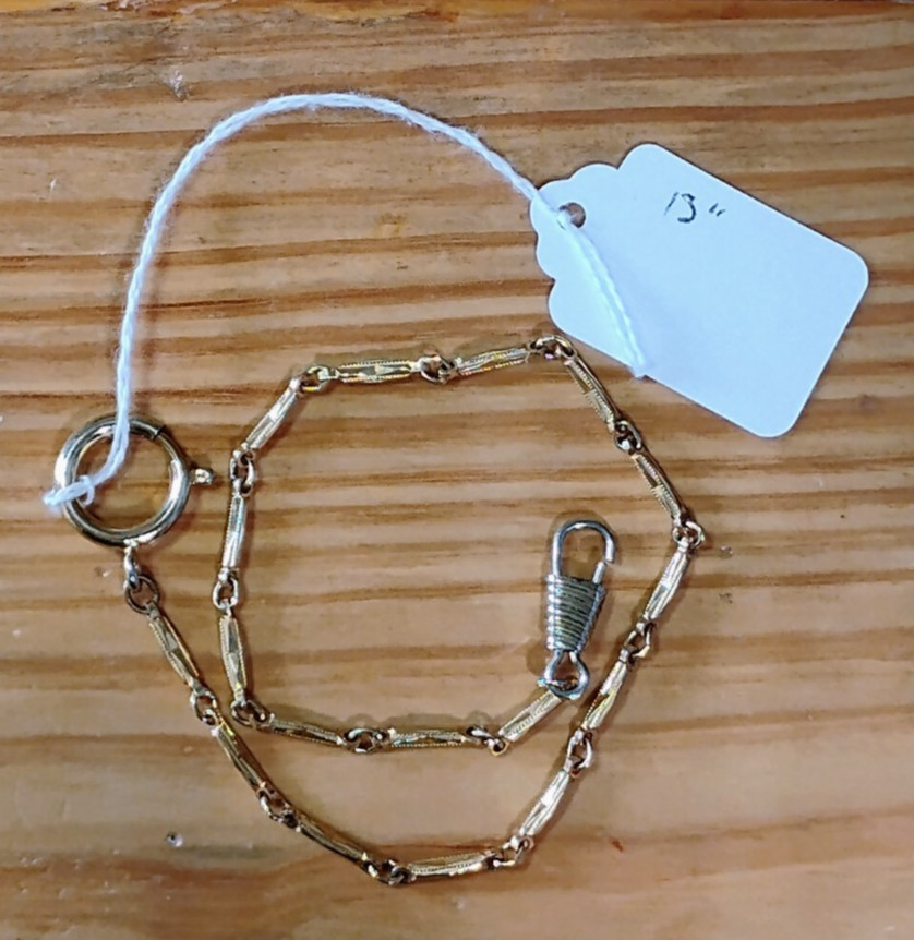 13″ GoldTone Pocket Watch Chain with Clasp Classic Style Ready to Use Vintage