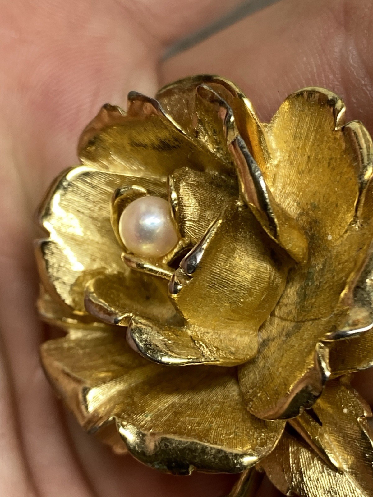 Boucher Faux Pearl Rose Brooch Signed/ Numbered Vintage