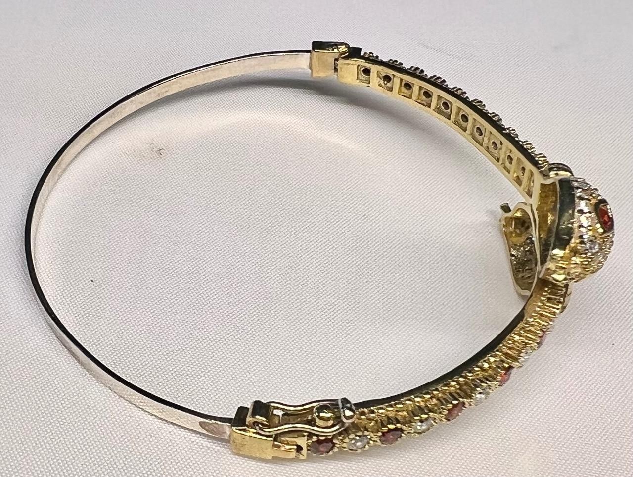 REAL Citrine & White Sapphire Snake Bracelet 14K Gold on SOLID 925 Egyptian Rev