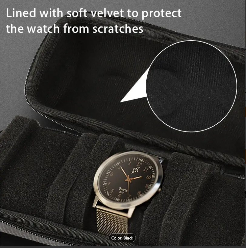 2 Slots Hard Travel Watch Roll Case Wristwatch Display Storage Box Organizer