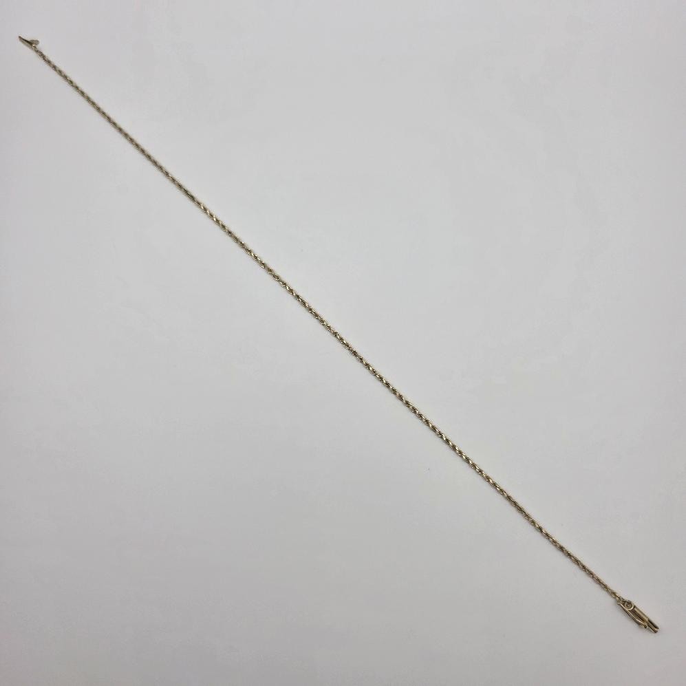 9.75″ 10K Yellow Gold 1.5mm Diamond-Cut Rope Link Ankle Bracelet Anklet w Safety