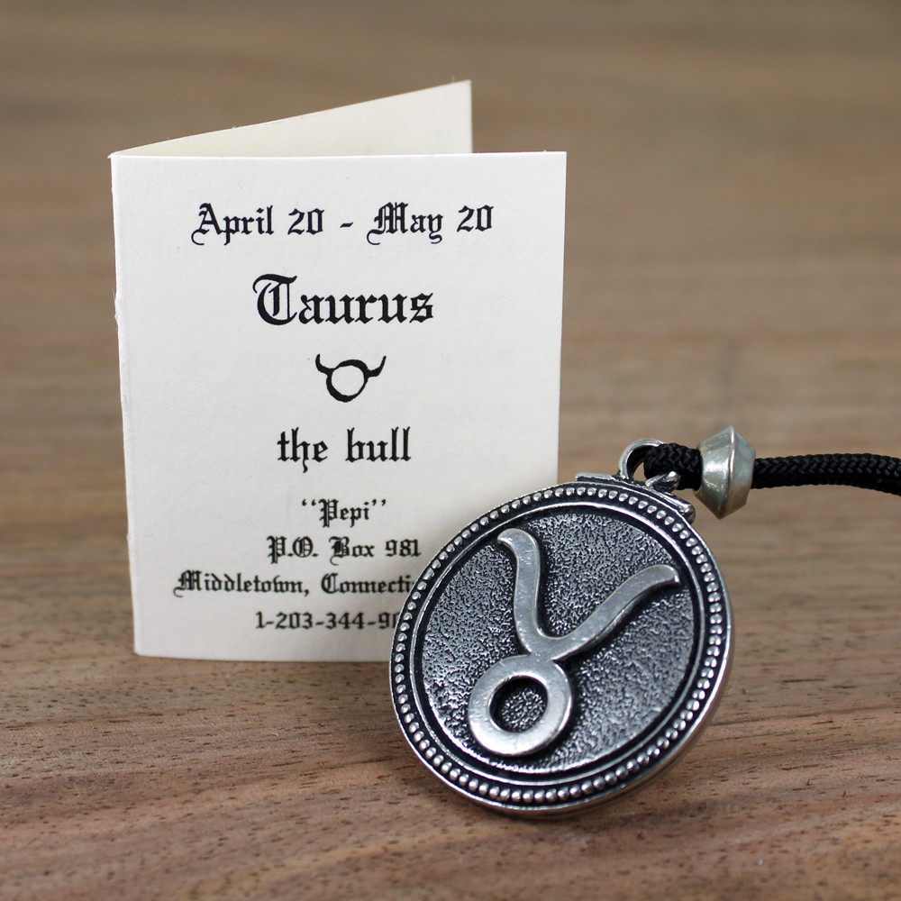Taurus Zodiac Pendant Astrology Necklace Horoscope Jewelry Pewter Talisman