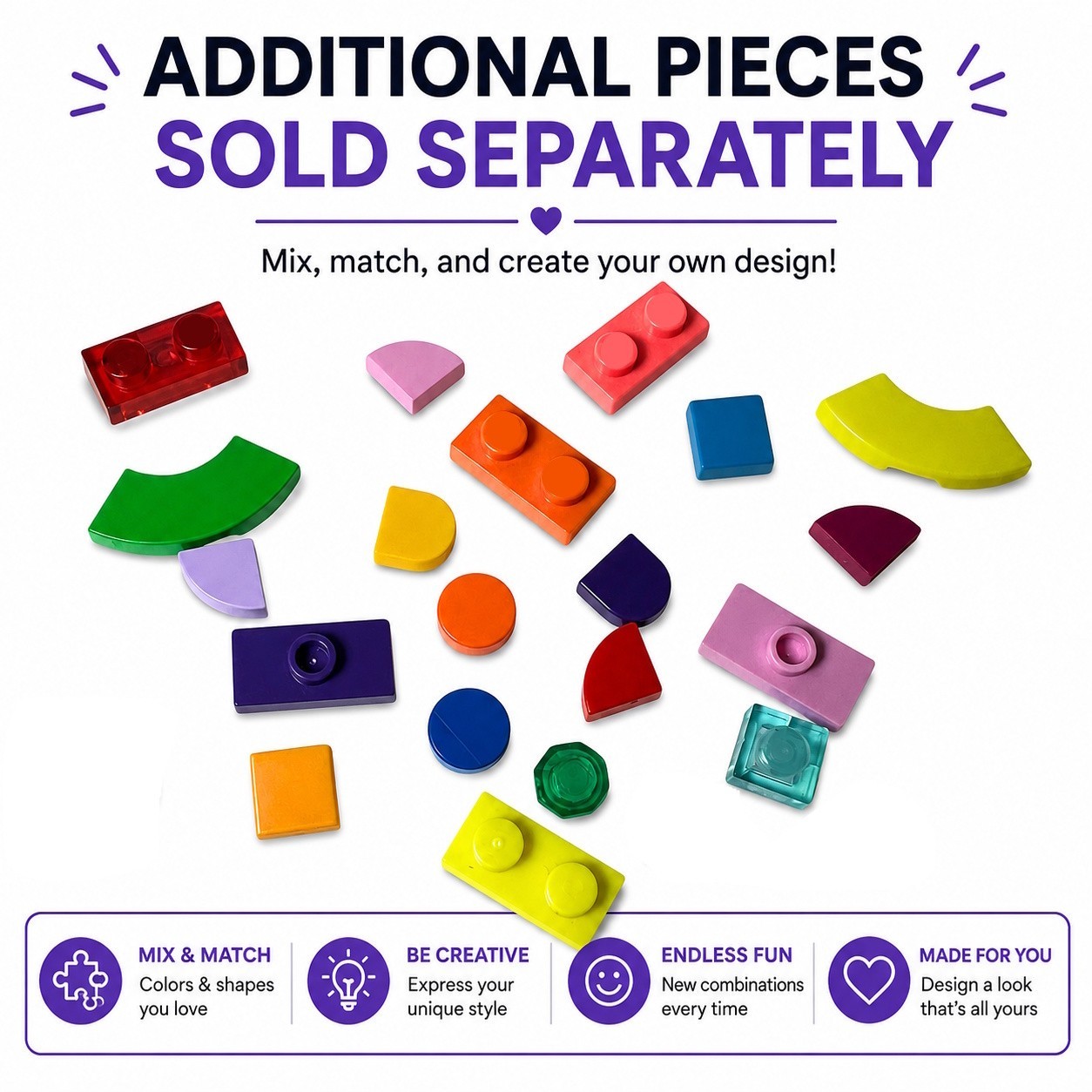 Interchangeable Building Brick Earrings Lavender Base w/ Purple & Green Pieces
