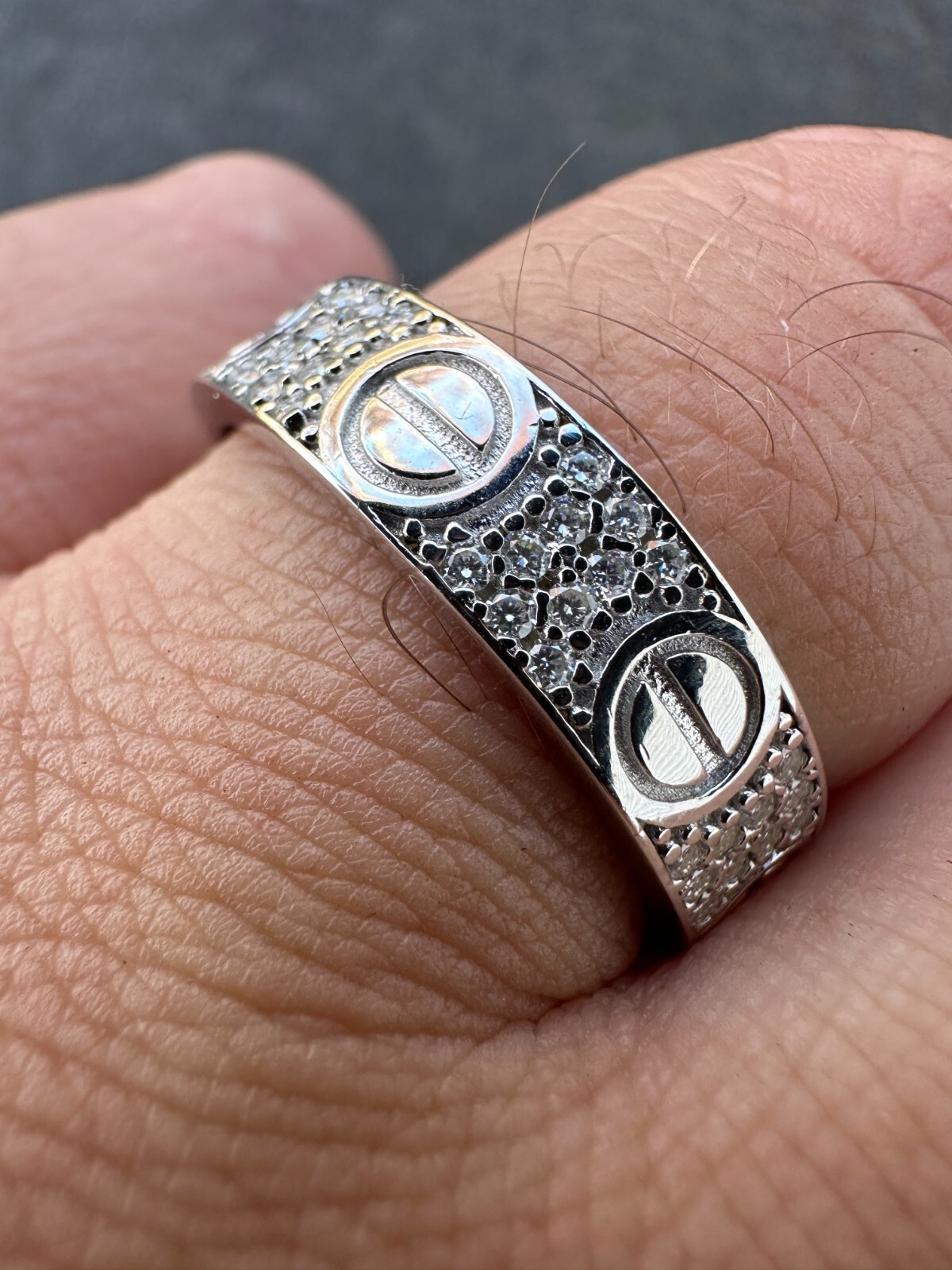 Real Iced Moissanite Eternity Band Wedding Screw Ring Pass Tester 925 Silver 5mm