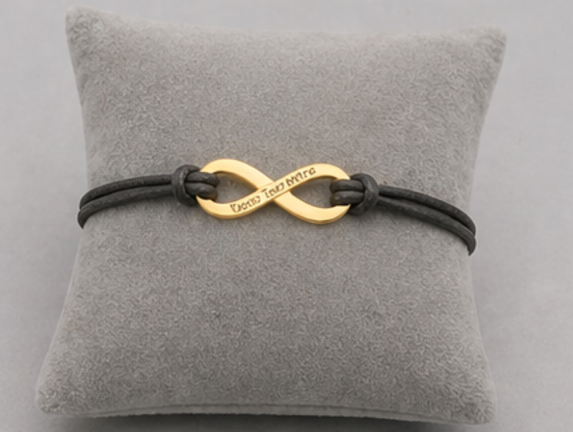 Personalized Infinity Bracelet Custom Engraved Name Adjustable Cord Gold Silver