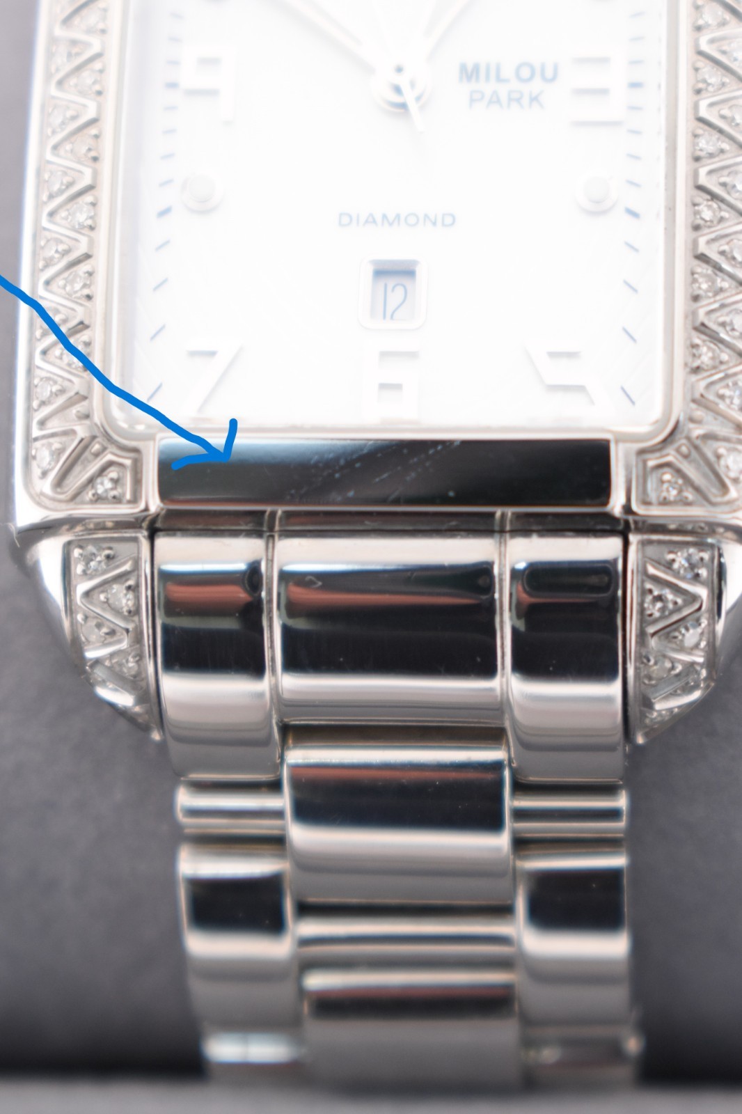 New Michele Milou Park MWW15C000016 Sainless Steel Ladies Diamond Watch $1695.00