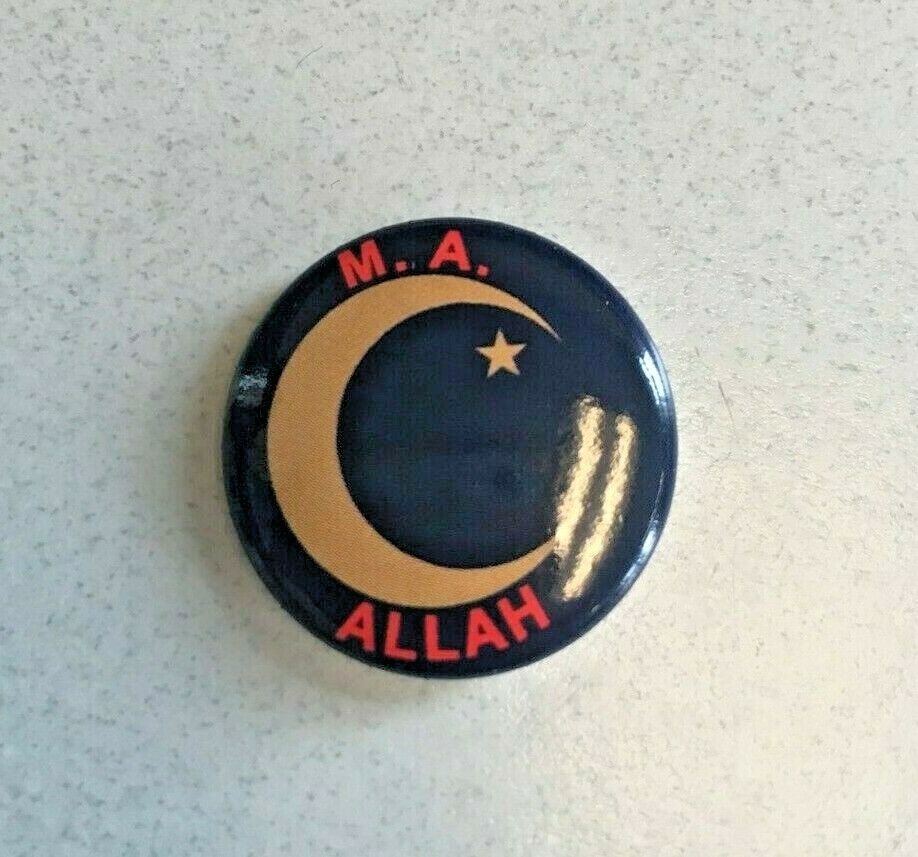 NEW Moorish American Button Round Blue with Crescent