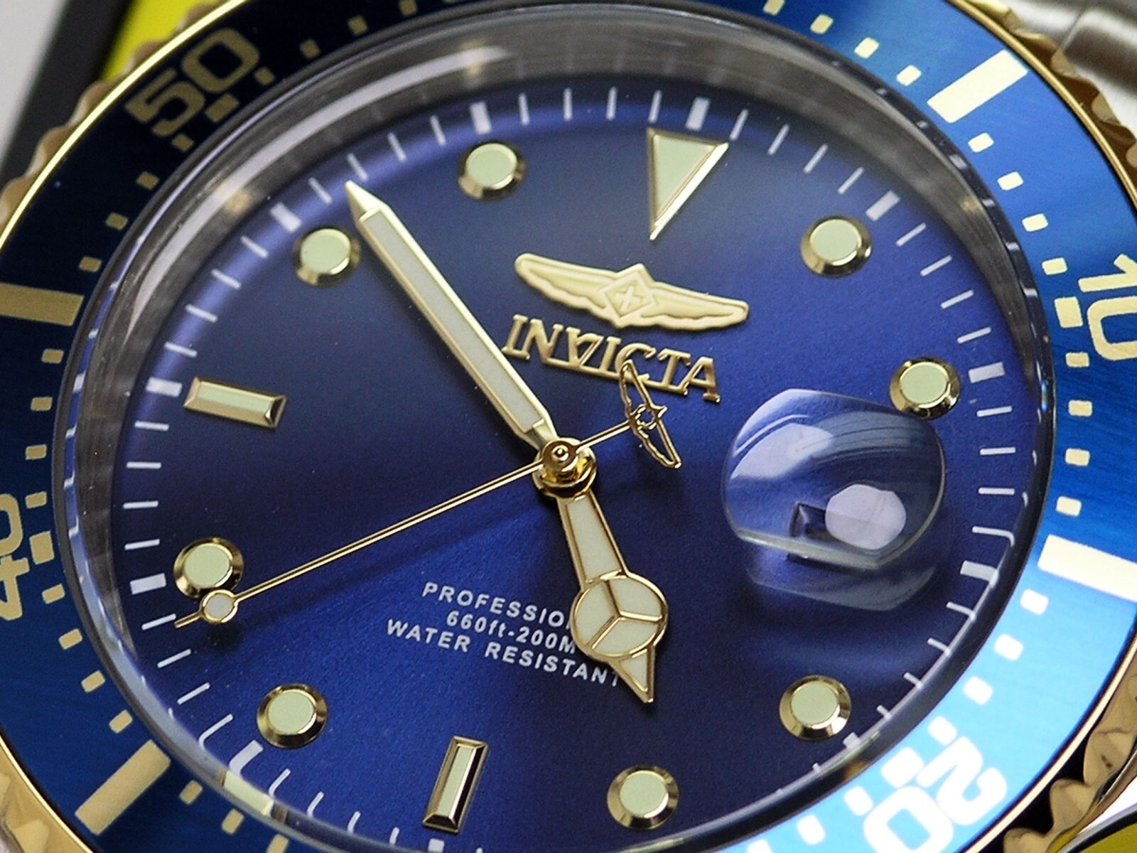 NEW INVICTA 22058 PRO DIVER COIN EDGE BLUE WATCH TU TONE STAINLESS STEEL 43MM