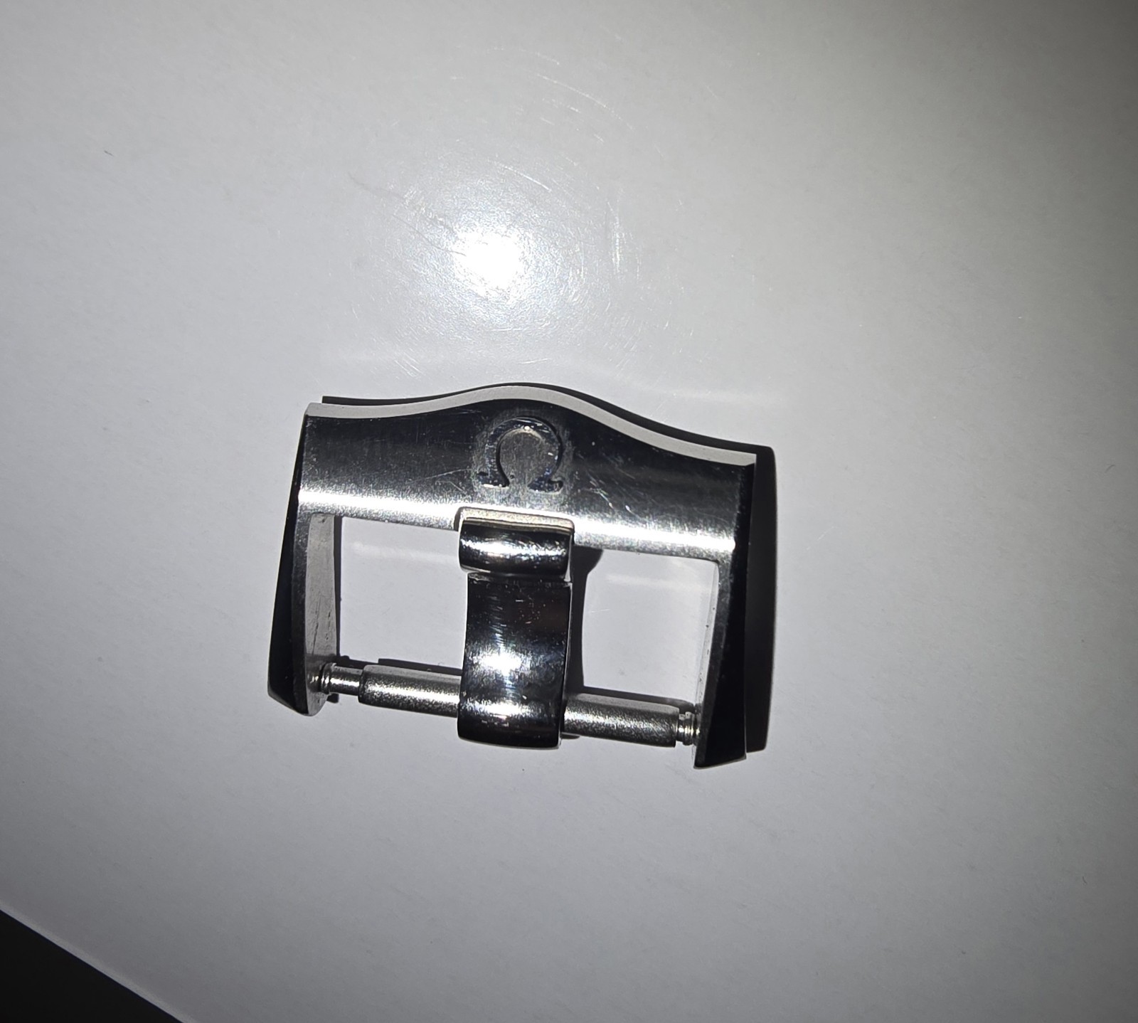ORIGINAL OMEGA 18mm Silver Clasp Buckle # STZ010129 For RUBBER Band Strap
