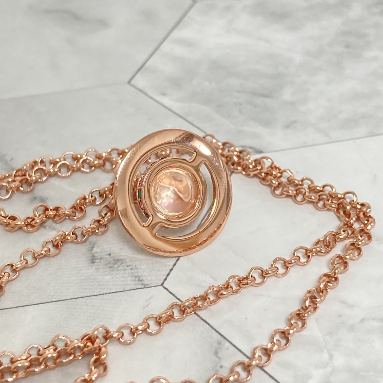 Vivienne Westwood Necklace Petit Orb Rose Pink Gold TOP 1.5 cm x 1.6 cm NO BOX