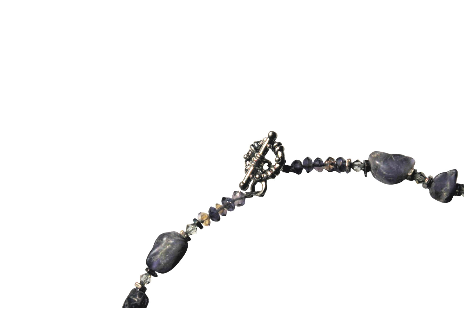 Silver Tone Carved Stone Fish Necklace Open Work Beaded Unique Koi Pisces Asian
