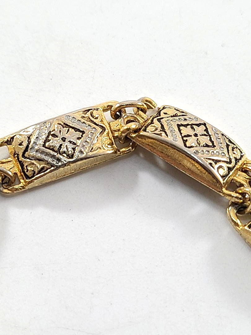 Gold Tone Damascene Style Panel Bracelet Free Shipping