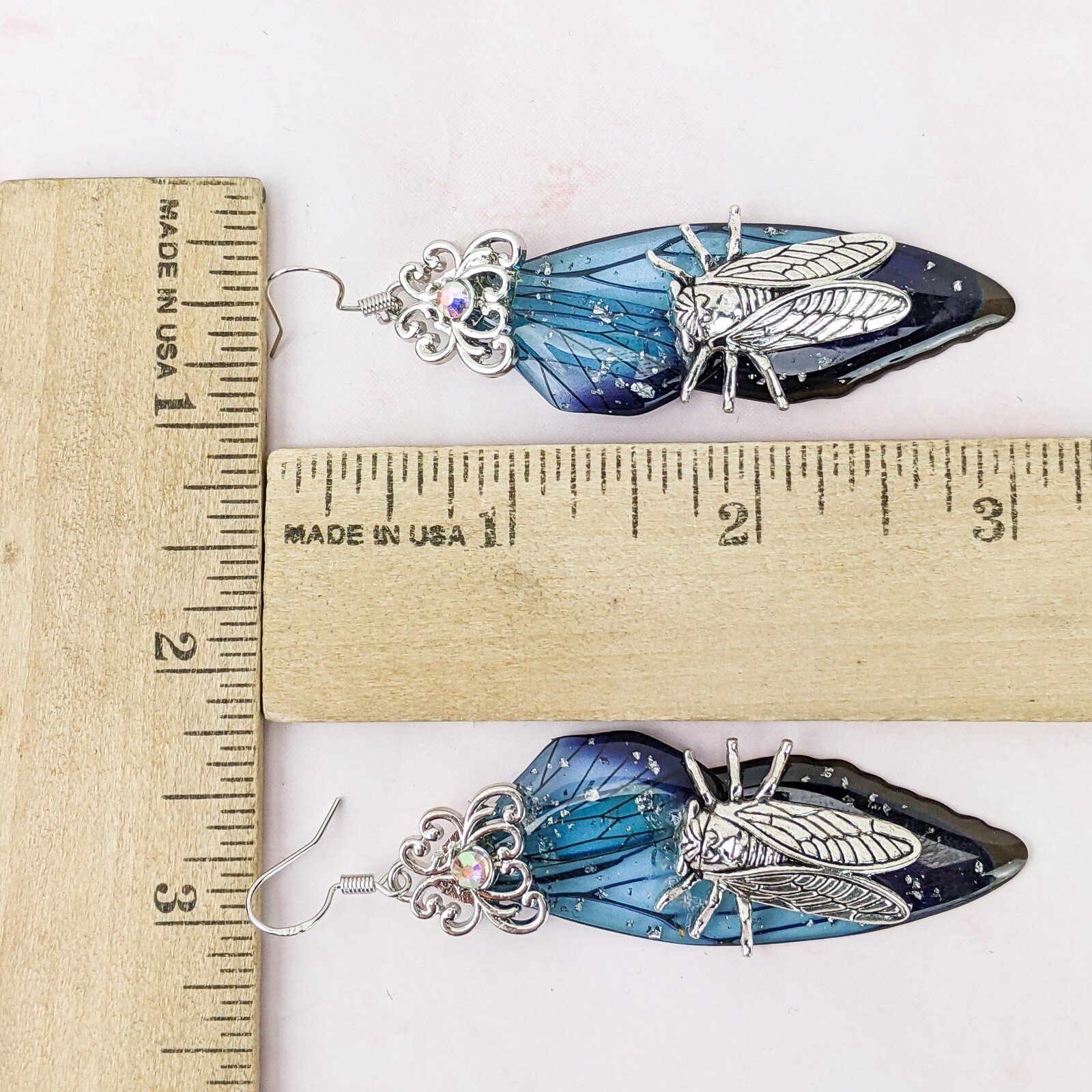 f40g Locust wing & locust earrings jewelry curiosities oddities insect cicada