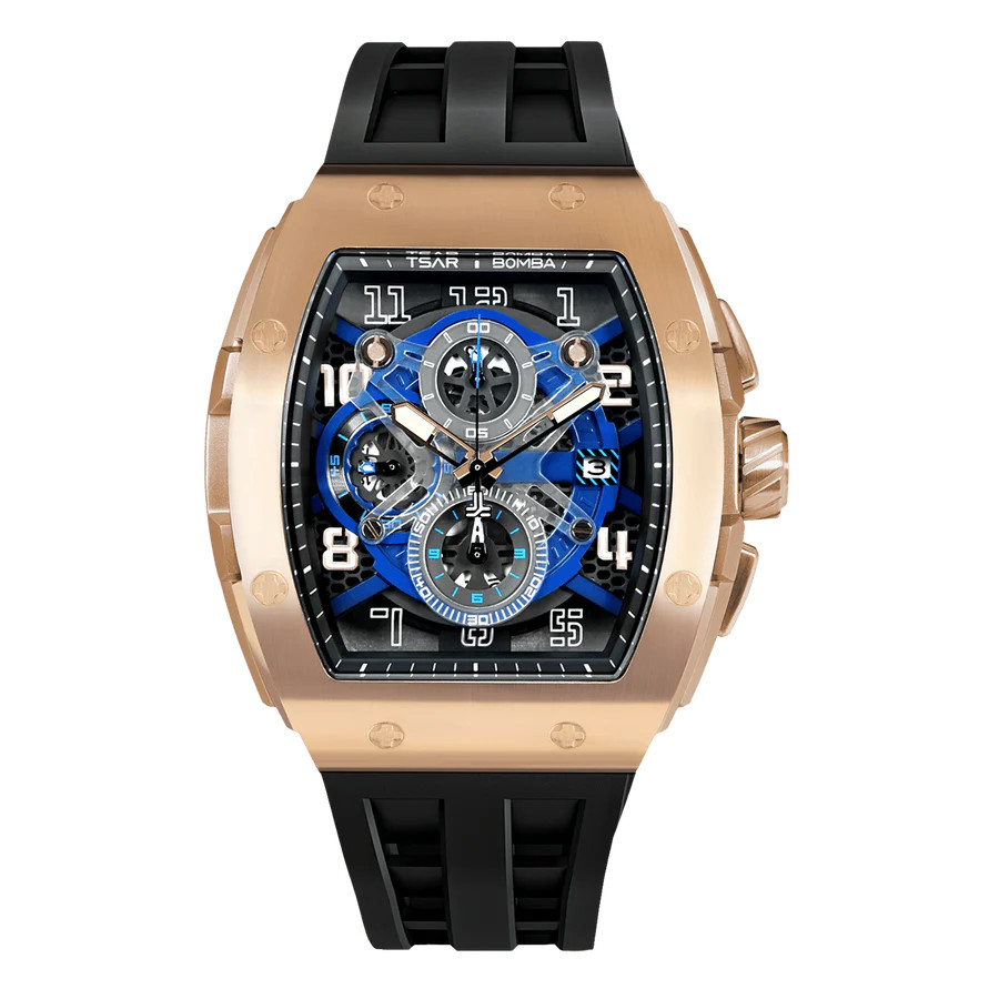 Tsar Bomba TB8211Q-05 Elemental Quartz Rose Gold Blue Dial
