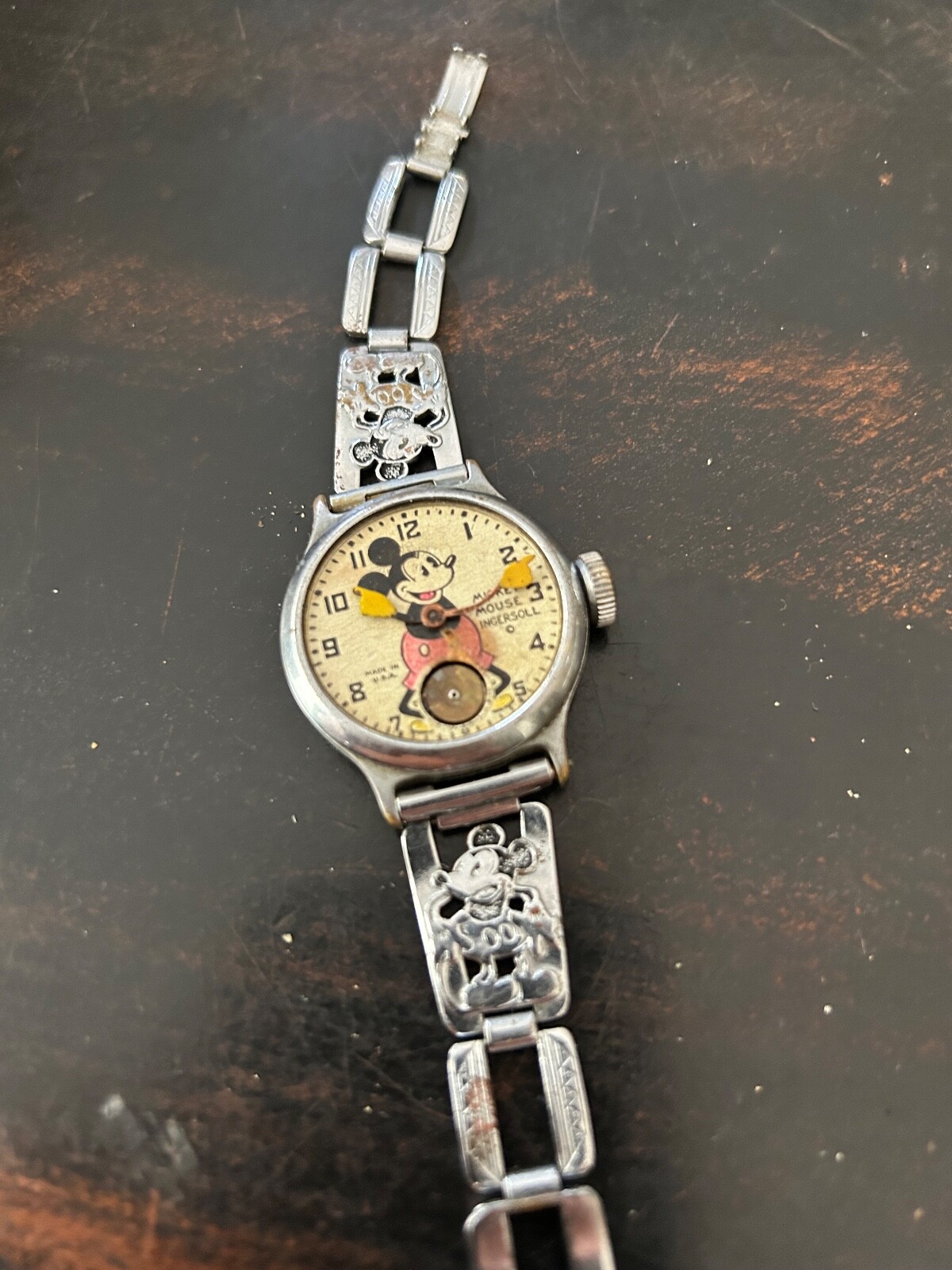 Vintage 1934 Ingersoll Mickey Mouse Wrist Watch Works