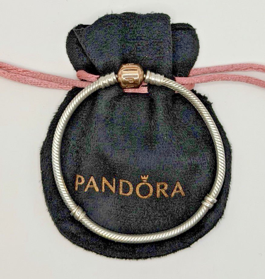 Genuine Pandora Moments Snake Chain Bracelet with Rose Gold Clasp 20 cm ALE R