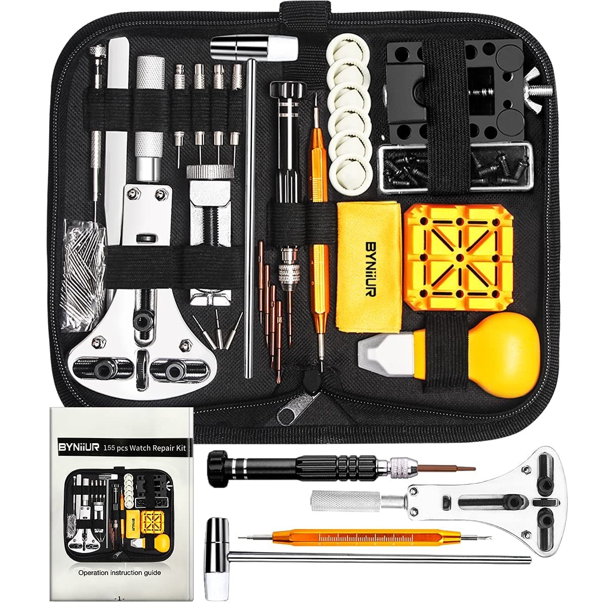 Watch Link Removal Kit, BYNIIUR Repair Case Opener Black